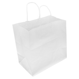 Buste Shopper in Carta Bianca 80g/m² 30+18x29cm (25 Pezzi)