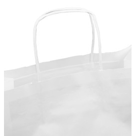 Bolsa Papel Kraft Blanca con Asas 90g/m² 32+16x31cm (50 Uds)