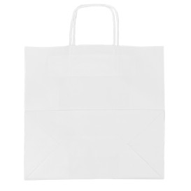 Bolsa Papel Kraft Blanca con Asas 90g/m² 32+16x31cm (50 Uds)