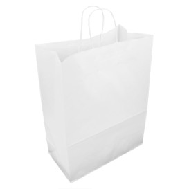 Bolsa Papel Kraft Blanca con Asas 90g/m² 32+16x43cm (50 Uds)