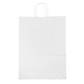 Bolsa Papel Kraft Blanca con Asas 90g/m² 32+16x43cm (50 Uds)