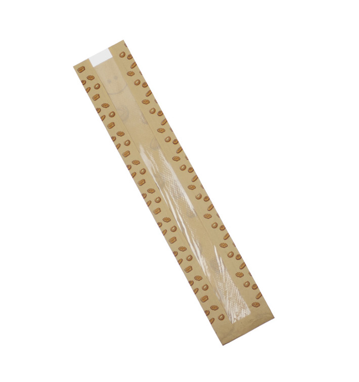 Sacchetto di Carta Kraft Finestra "Panes" 10+5x55cm (125 Pezzi) Sacchetto di Carta Kraft Finestra "Panes" 10+5x55cm (125 Pezzi)
