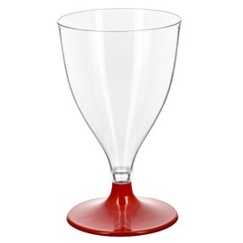 Tazza di PS riutilizzabile acqua/vino Rosso piede 200ml 2P (6 Pezzi)