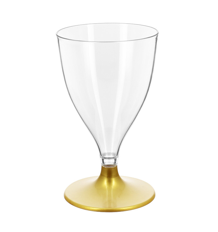 Tazza di PS riutilizzabile acqua/vino Oro piede 200ml 2P (48 Pezzi) Tazza di PS riutilizzabile acqua/vino Oro piede 200ml 2P (48 Pezzi)