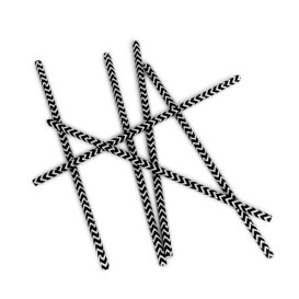 Cannucce Dritta di Carta Nero Bianco Ø6mm 20cm (100 Pezzi)