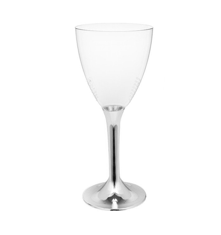 Calice Plastica Vino Gambo Argento Cromato 180ml 2P (20 Pezzi) Calice Plastica Vino Gambo Argento Cromato 180ml 2P (20 Pezzi)