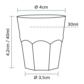 Bicchiere di Plastica per Cicchetto Trasp. PS Ø40mm 30ml (50 Pezzi)