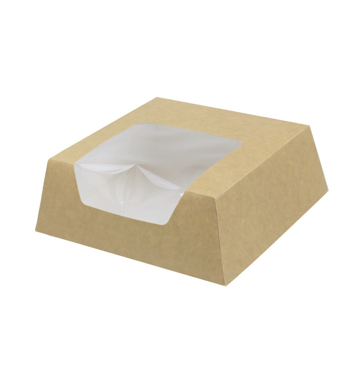 Scatola di Carta Kraft con Finestra 140x140x50mm (250 Pezzi) Scatola di Carta Kraft con Finestra 140x140x50mm (250 Pezzi)