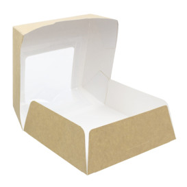 Scatola di Carta Kraft con Finestra 140x140x50mm (25 Pezzi)