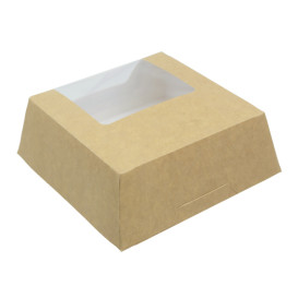 Scatola di Carta Kraft con Finestra 140x140x50mm (25 Pezzi)