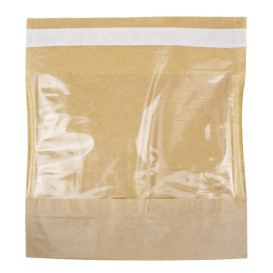 Sacchetto con Base e Finestra Auto Chiusura Kraft 14x16 cm (100 Pezzi)