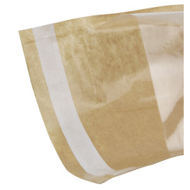 Sacchetto con Base e Finestra Auto Chiusura Kraft 14x16 cm (100 Pezzi)