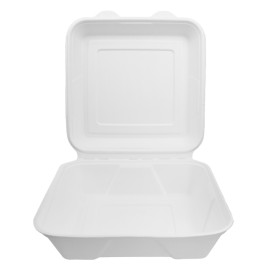 Contenitori Canna da Zucchero Bianco 225x225x75mm (50 Pezzi)