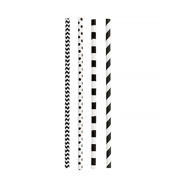 Cannuccia Dritta di Carta Nero Ø6mm 20cm (3.000 Pezzi) Cannuccia Dritta di Carta Nero Ø6mm 20cm (3.000 Pezzi)