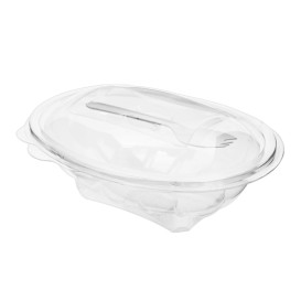 Insalatiera Coperchio APET con Cucchiaio 500ml 190x140x76mm (100 Pezzi)