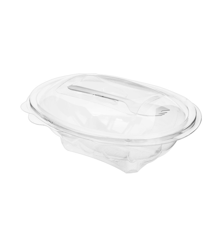 Insalatiera Coperchio APET con Cucchiaio 500ml 190x140x76mm (100 Pezzi) Insalatiera Coperchio APET con Cucchiaio 500ml 190x140x76mm (100 Pezzi)