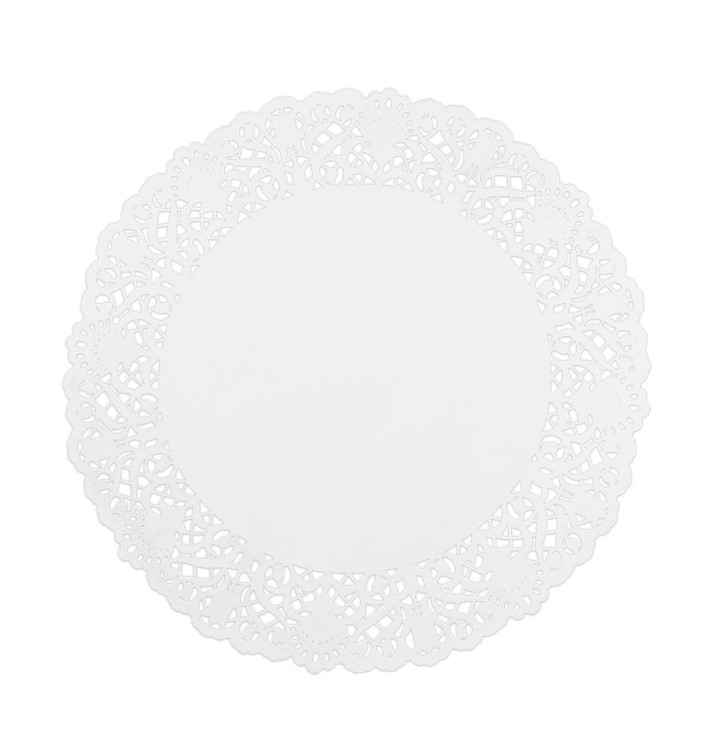 Centrino di Carta Traforato Bianco Ø240mm (250 Pezzi) Centrino di Carta Traforato Bianco Ø240mm (250 Pezzi)