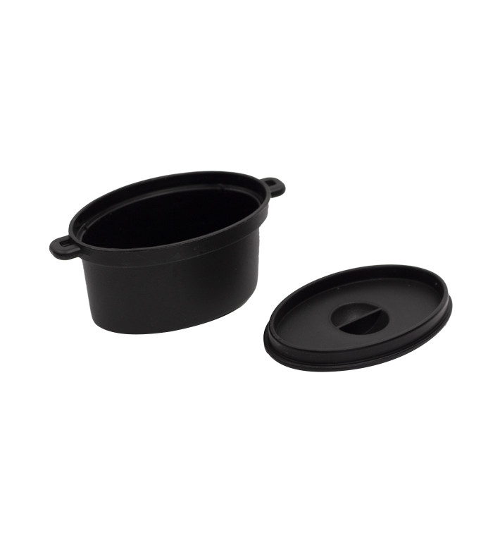 MiniCiotola Degustazione nero con coperchio 7,5x6,5cm 60ml (10 Pezzi) MiniCiotola Degustazione nero con coperchio 7,5x6,5cm 60ml (10 Pezzi)