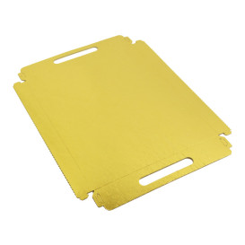 Vassoio Cartone Rettangolo Oro Manici 22x28 cm (400 Pezzi)
