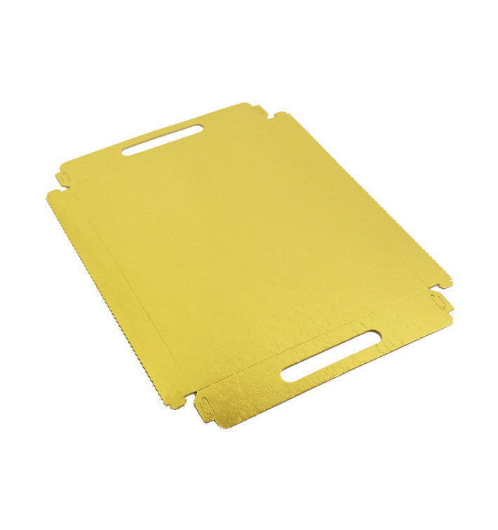 Vassoio Cartone Rettangolo Oro Manici 22x28 cm (400 Pezzi) Vassoio Cartone Rettangolo Oro Manici 22x28 cm (400 Pezzi)