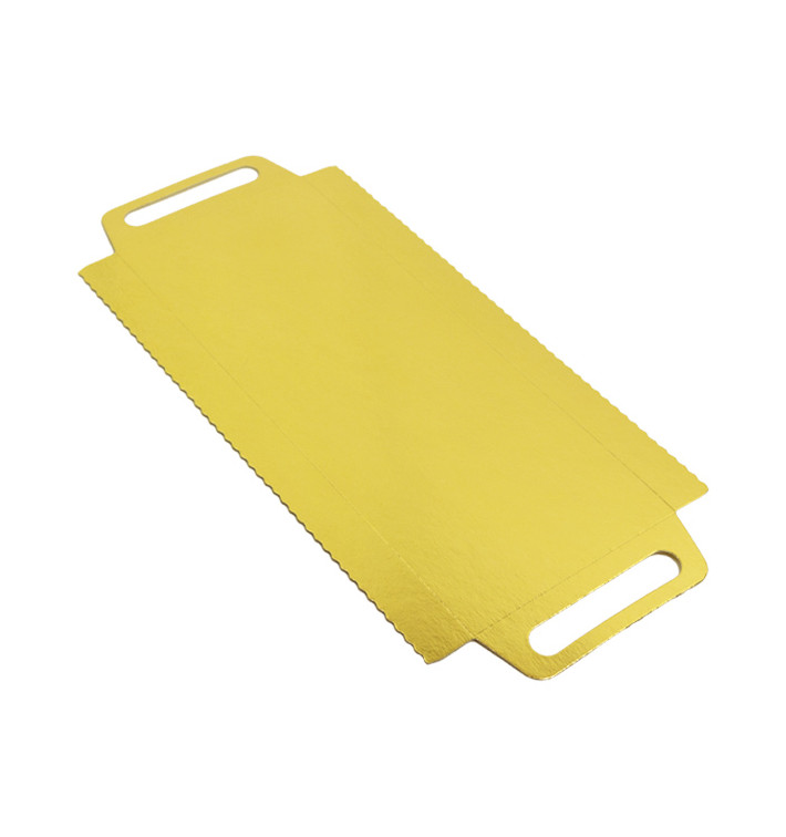Vassoio Cartone Rettangolo Oro Manici 30x12 cm (600 Pezzi) Vassoio Cartone Rettangolo Oro Manici 30x12 cm (600 Pezzi)