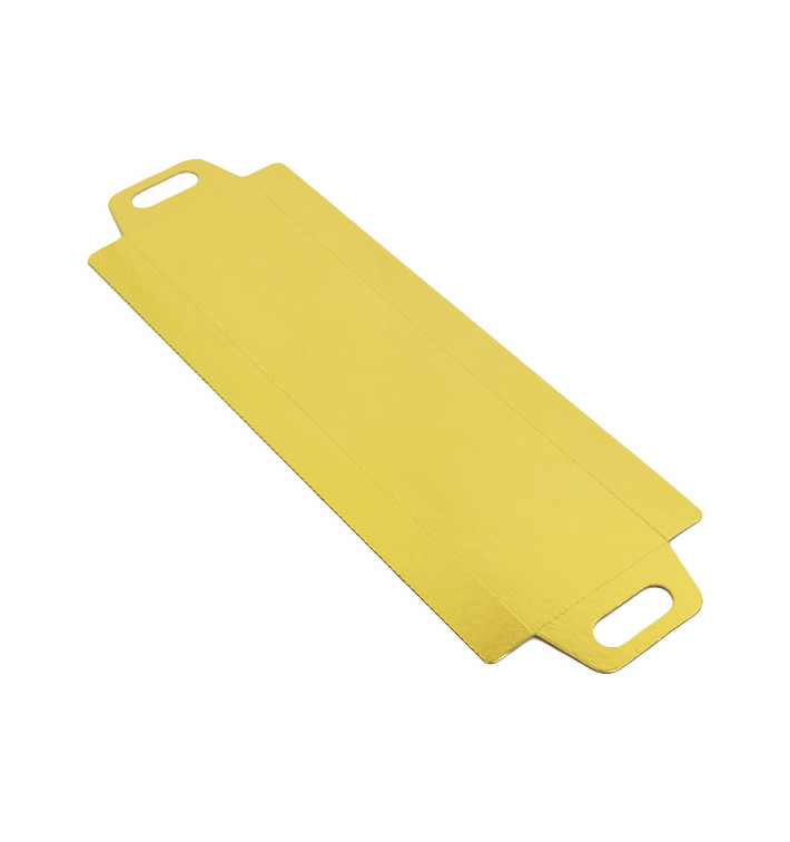 Vassoio Cartone Rettangolo Oro Manici 32x7,5 cm (100 Pezzi) Vassoio Cartone Rettangolo Oro Manici 32x7,5 cm (100 Pezzi)