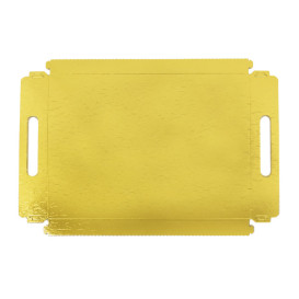Vassoio Cartone Rettangolo Oro Manici 22x28 cm (100 Pezzi)