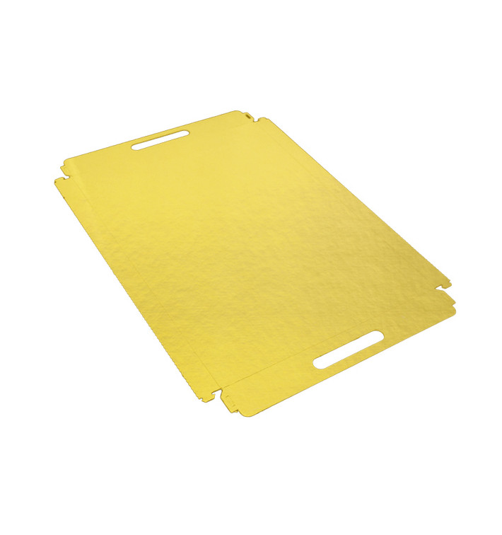 Vassoio Cartone Rettangolo Oro Manici 28,5x38,5 cm (200 Pezzi) Vassoio Cartone Rettangolo Oro Manici 28,5x38,5 cm (200 Pezzi)