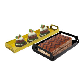 Vassoio Cartone Rettangolo Oro Manici 22x28 cm (400 Pezzi)