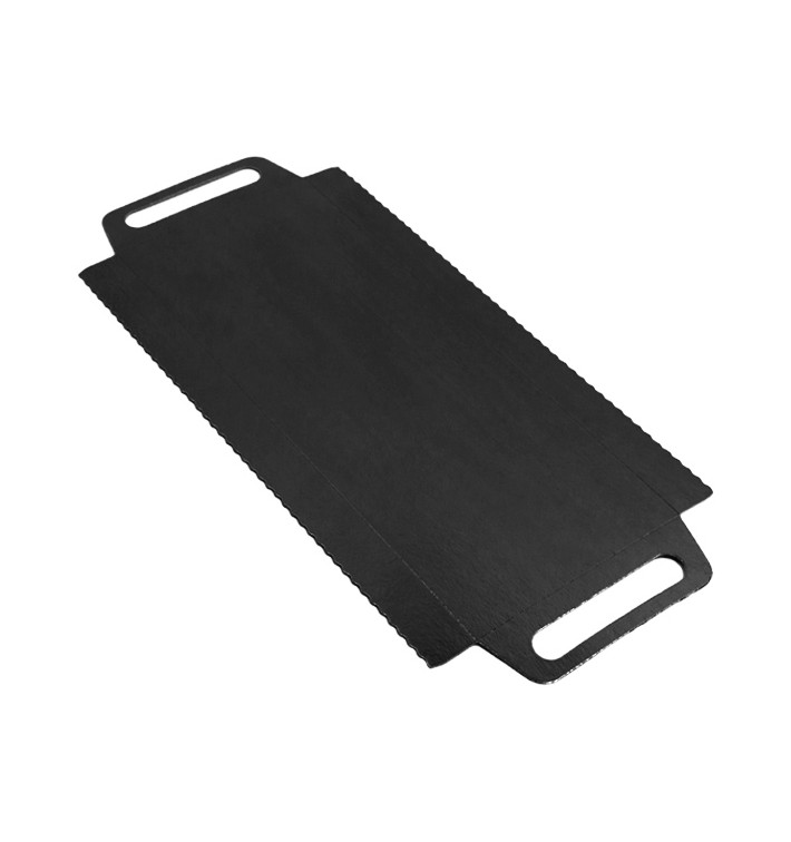 Vassoio Cartone Rettangolo Nero Manici 30x12 cm (600 Pezzi) Vassoio Cartone Rettangolo Nero Manici 30x12 cm (600 Pezzi)