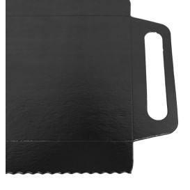 Vassoio Cartone Rettangolo Nero Manici 30x12 cm (600 Pezzi)