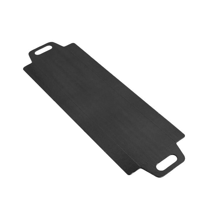 Vassoio Cartone Rettangolo Nero Manici 32x7,5 cm (100 Pezzi) Vassoio Cartone Rettangolo Nero Manici 32x7,5 cm (100 Pezzi)