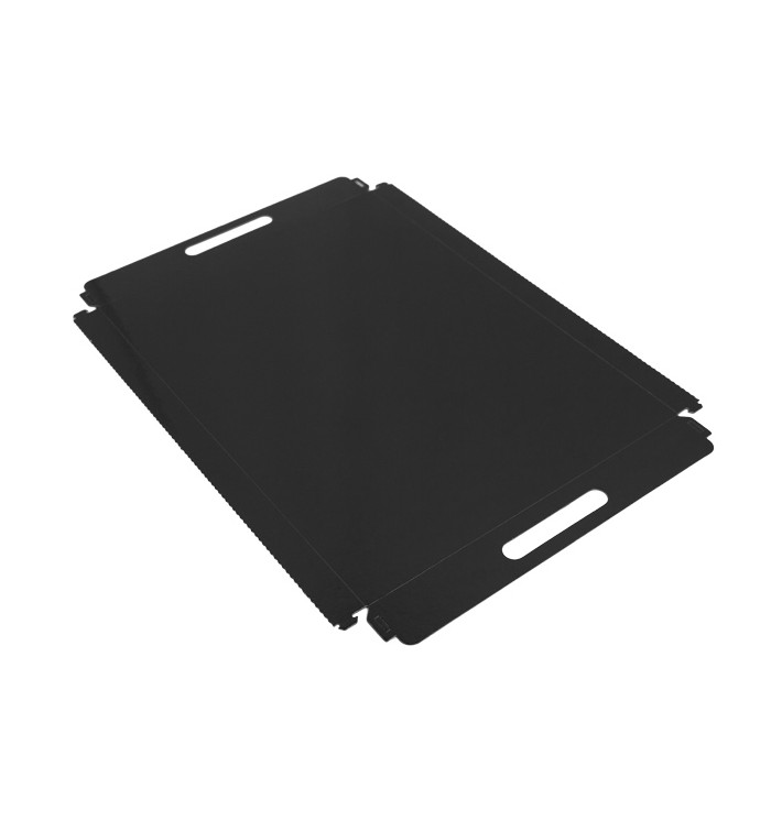 Vassoio Cartone Rettangolo Nero Manici 28,5x38,5 cm (100 Pezzi) Vassoio Cartone Rettangolo Nero Manici 28,5x38,5 cm (100 Pezzi)