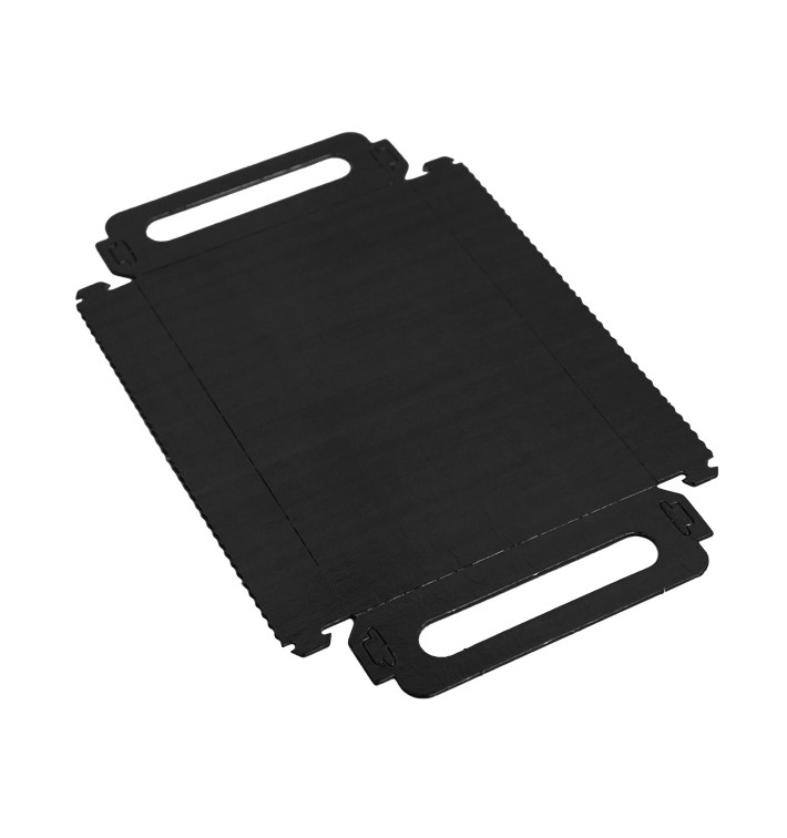 Vassoio Cartone Rettangolo Nero Manici 12x19 cm (800 Pezzi) Vassoio Cartone Rettangolo Nero Manici 12x19 cm (800 Pezzi)