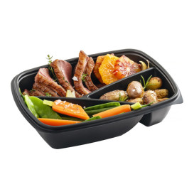 Contenitori Plastica PP Nero 3S 900ml 23x17x5cm (75 Pezzi)