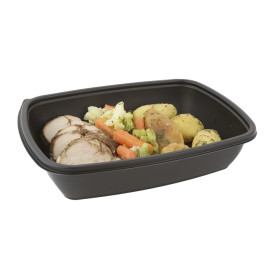Contenitori di Plastica PP Nero 900ml 23x16,5cm 900ml (75 Pezzi)