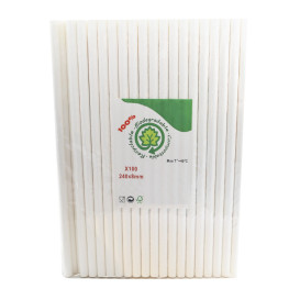 Cannuccia Dritta di Carta Bianco Smoothie Ø8mm 24cm (3.000 Pezzi)