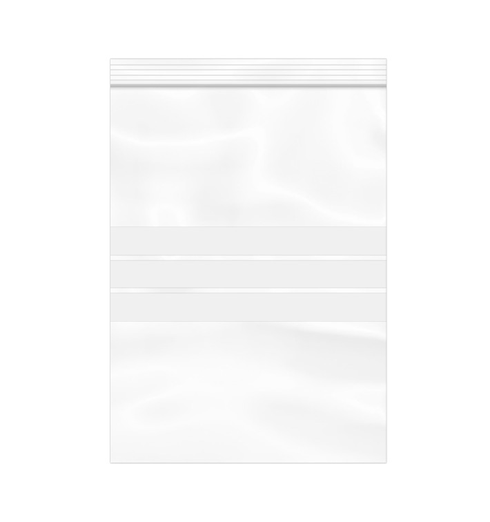 Sacchetti in PE Chiusura a Pressione Banda Scrittura 25x35cm G200 (100 Pezzi) Sacchetti in PE Chiusura a Pressione Banda Scrittura 25x35cm G200 (100 Pezzi)
