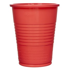 Bicchiere di Plastica PS Rosso 200ml Ø7cm (50 Pezzi)
