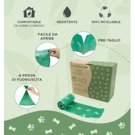 Sacchetto Compostabile 23x32cm Cani Rotoli Biodegradabili R20x15 (300 Pezzi) 
