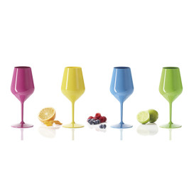 Calice Riutilizzabile da Vino Tritan Giallo 470ml (6 Pezzi)