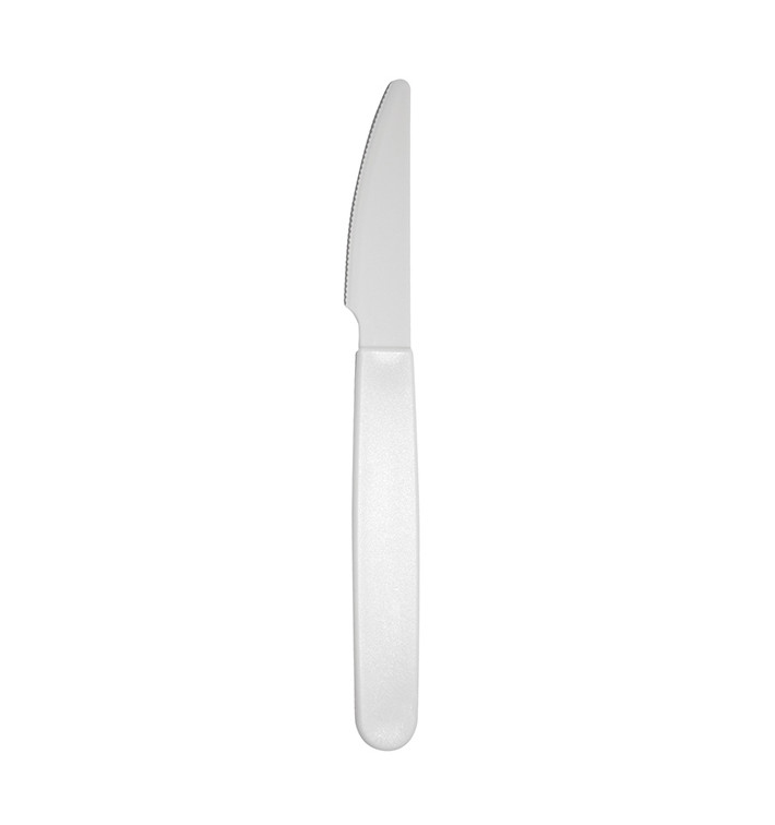 Coltello Riutilizzabile Durevole PP Bianco 18,5cm (180 Pezzi)