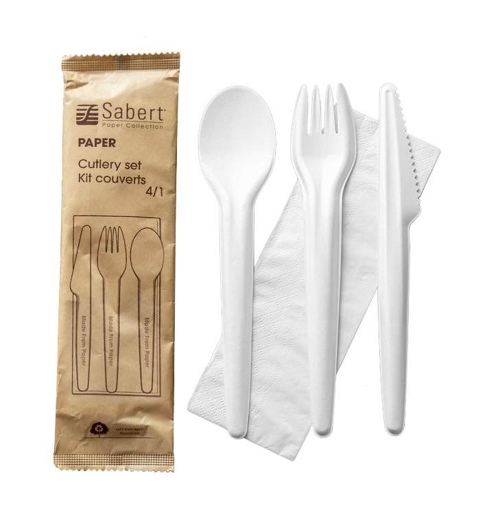 Set Posate Cartone Kraft Forchetta, Coltello, Cucchiaio e Tovagliolo (50 Pezzi) Set Posate Cartone Kraft Forchetta, Coltello, Cucchiaio e Tovagliolo (50 Pezzi)
