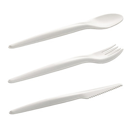 Set Posate Cartone Kraft Forchetta, Coltello, Cucchiaio e Tovagliolo (50 Pezzi)
