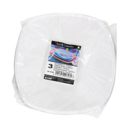 Ciotola di Plastica PP "Square" Bianco 1250 Ø21cm (3 Pezzi)
