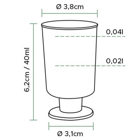 Calice di Plastica con Gambo 40ml (1.400 Pezzi)
