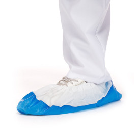 Copriscarpe TNT Di PP con Suola Antiscivolo CPE Bianco/Blu (100 Pezzi)