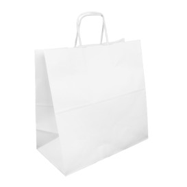 Sacchetto di Carta Bianca con Maniglie 35+15x30cm (250 Pezzi)