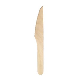 Coltello di Legno Usa e Getta Imbustate 16,5cm (25 Pezzi)