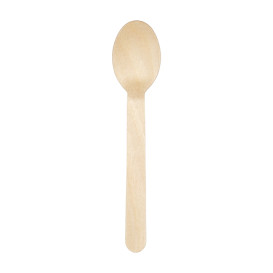 Cucchiaio di Legno Usa e Getta Imbustate 16cm (25 Pezzi)
